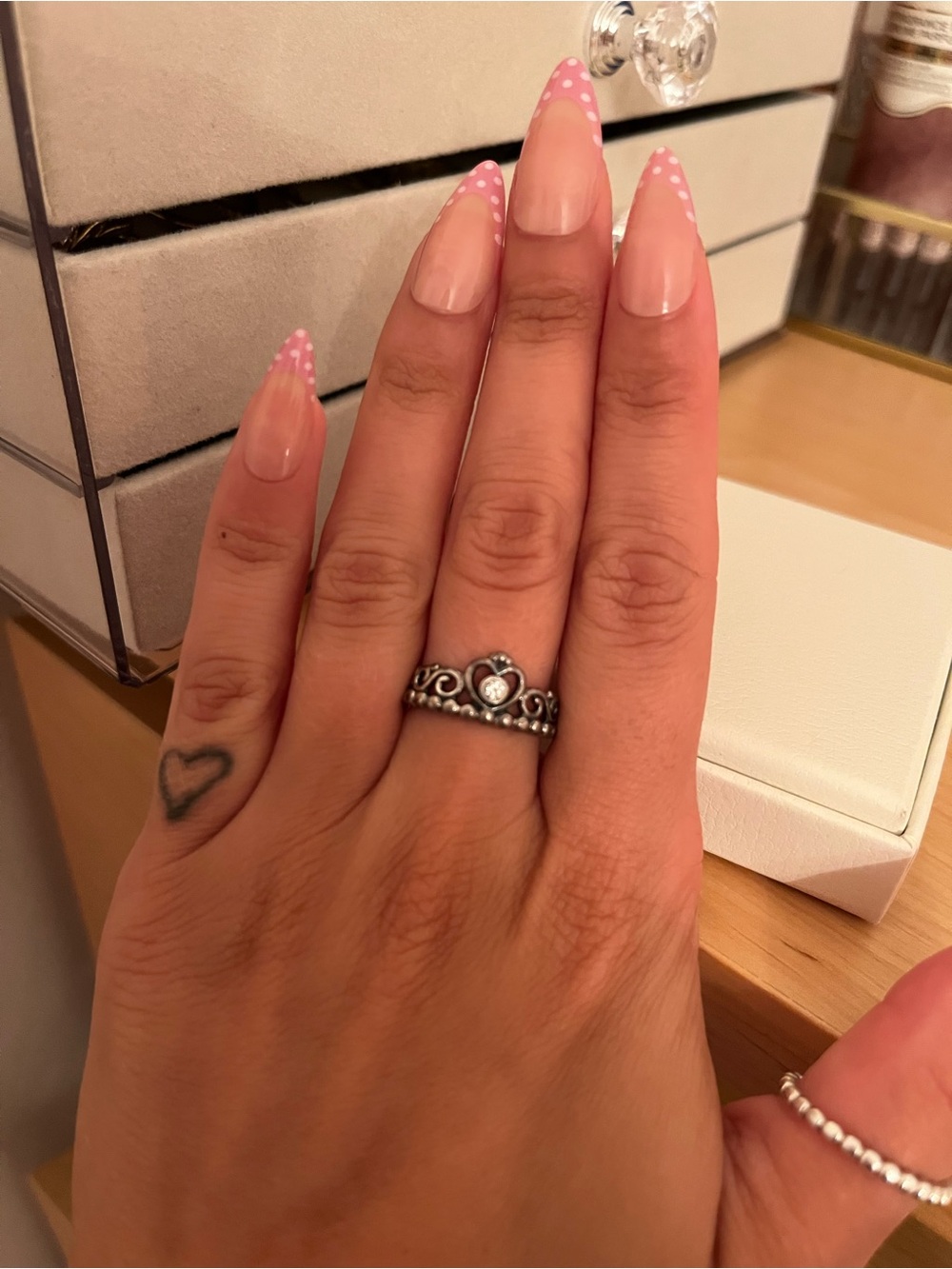 Pandora Crown Princess Ring Sterling Silver Floral Bead Stack Ring - size 7 - Picture 4 of 4
